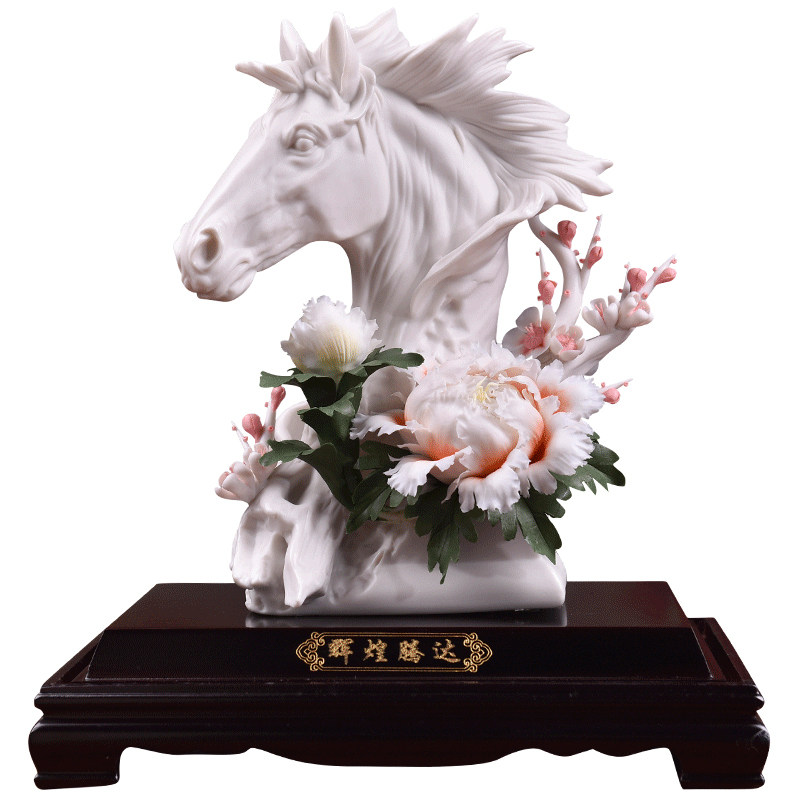 辉煌腾达|陶瓷马摆件定制祝福语