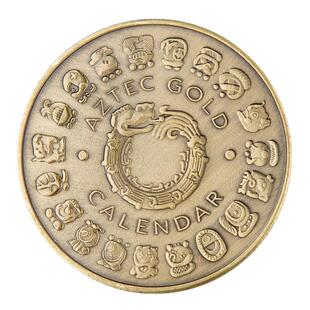 美洲玛雅纪念币 金字塔日晷金币 点漆日历阿兹特克镀金镀银纪念币