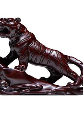 刺史黑檀木雕老虎摆件