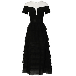 夏装2024新款小香风气质两件套短袖T恤+纱裙长裙显瘦裙子套装女