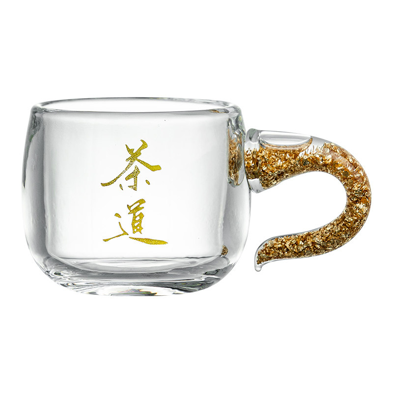 创意金箔玻璃加厚茶杯茗茶主人杯