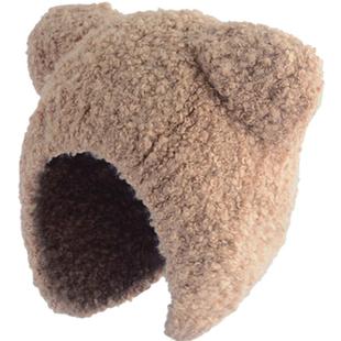 韩版ins儿童保暖帽可爱卡通毛绒小熊耳朵毛线帽冬季男女童护耳帽