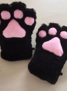 熊爪手套猫爪cosplay手套保暖秋冬款半指露指猫咪熊掌一件代发萌
