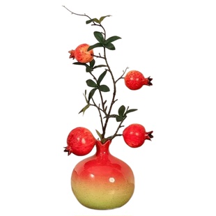 喜庆摆件石榴花仿真花假花石榴果树枝果实餐桌装饰吉祥果摆件摆设