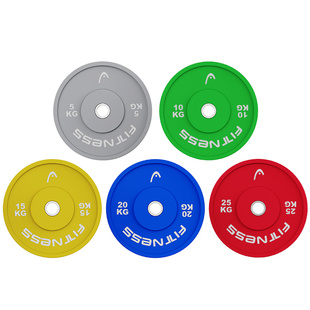 HEAD海德杠铃片大孔100kg硬拉器材配重片杆铃包胶20kg深蹲公斤臀