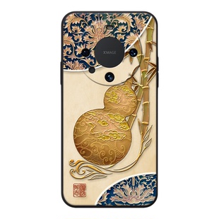 适用华为立体mate80浮雕mate70手机壳pro葫芦mate60竹子mate50国风mate30好运magic8发财文创x70+全包40软20x