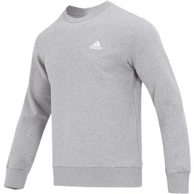 阿迪达斯灰色圆领卫衣男秋季新款纯棉运动服透气休闲套头衫