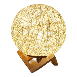 创意ins台灯卧室床头气氛围小夜灯少女小灯藤球儿童星空投影睡眠礼物摆件灯