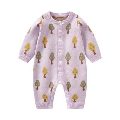 婴儿衣服女宝宝针织连体衣毛衣