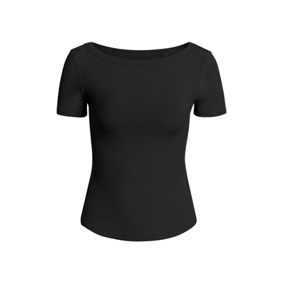 alex stevens 设计感圆领短袖t恤修身女夏季短款显瘦正肩小上衣