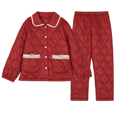 红色本命年结婚加绒加厚夹棉睡衣