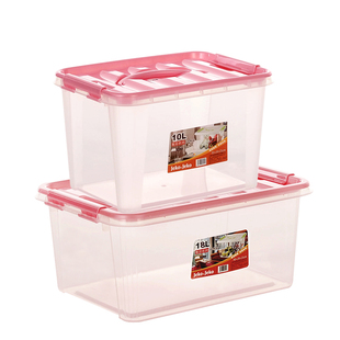 手提式收纳箱塑料收纳盒食品零食透明密封有盖储物箱子整理箱小号
