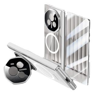 镜头支架壳膜一体防窥磁吸适用荣耀magicv5透明手机壳新款高级V3折叠屏中轴铰链VS3全包防摔外壳超薄保护套