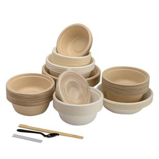 一次性饭碗环保可降解食品级家用过年聚会餐盒甘蔗秸秆浆餐盘碟子