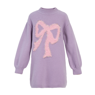 [商场同款]EP雅莹童装冬女童新款蝴蝶结珠片勾边针织连衣裙