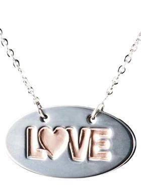 梦克拉钨金吊坠项链一体链LOVE