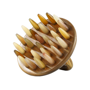 十里荷按摩梳天然羊角梳子筋络头疗多功能指环梳刮痧养生疏通神器