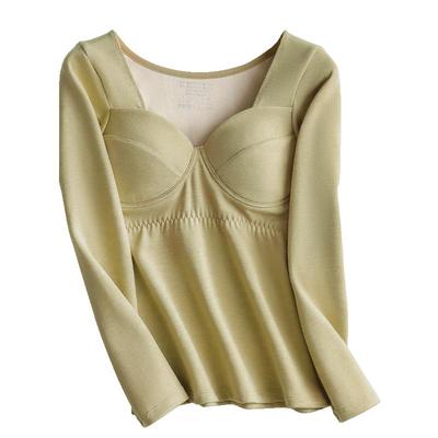 保暖内衣女加绒发热带胸垫套装