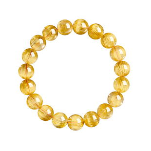 庆祥泰天然金发晶手串收藏级男款招财转运黄发晶手链礼物串珠女士