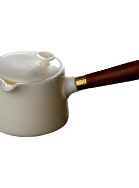 晨翔侧把羊脂玉茶壶木柄特价