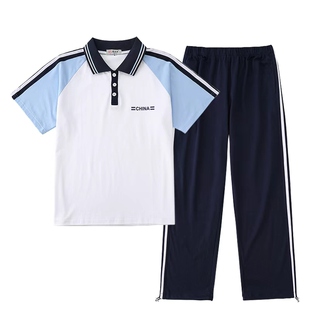 小学生夏季套装2026新款校服初中生女孩短袖t恤运动服两件套班服
