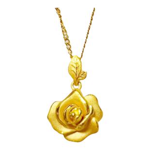 调太幅18K金浪漫复古立体玫瑰花项链 女轻奢精致纯银黄金锁骨链潮