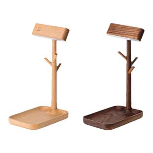 日式实木学习办公创意台灯无线充电阅读高颜值床头壁灯侘寂风夜灯