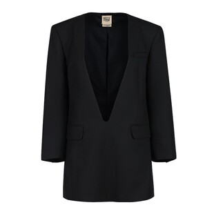 【惊喜特价】Bettychow 中古殿堂级 羊绒深V领H扣黑色驼色秀场款