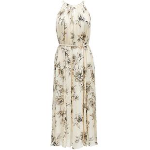 Vero Moda奥莱连衣裙秋冬新款商场同款挂脖印花清新度假高级长裙