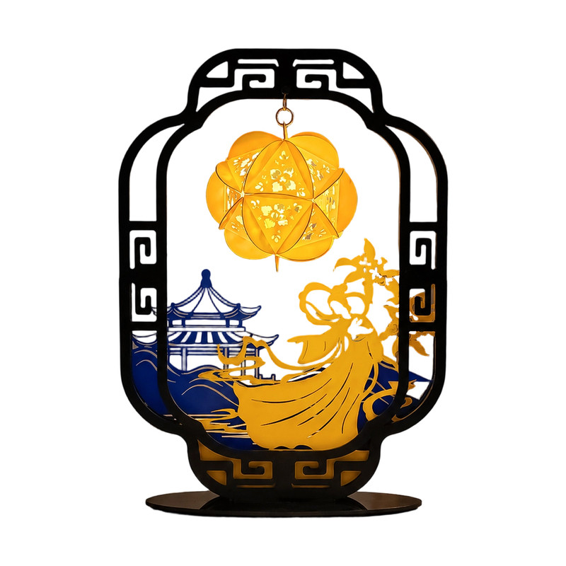 中秋节创意花灯桌面摆件diy光影绣球纸雕灯社区文创团建手工材料