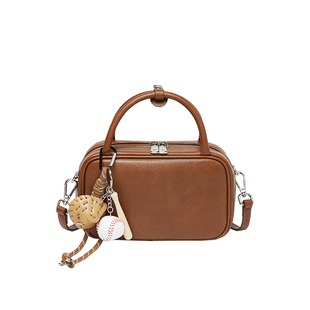 15mins包包2025新款真皮保龄球包女斜挎包女款手提包秋冬女包百搭