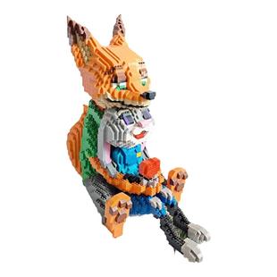 疯狂动物城积木微颗粒拼装玩具尼克朱迪狐狸兔子情侣表白结婚礼物