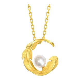 周先生丘比特之羽珍珠项链 18K金黄金锁骨链纯银爱情密语礼物时尚