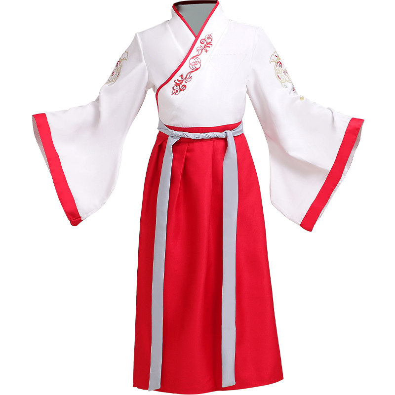 儿童国学汉服印花系带送发簪书简