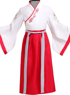 儿童国学汉服印花系带送发簪书简