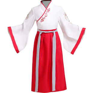 荷香艺梦儿童国学汉服男女长袖宽松连体印花古装男装演出服襦裙