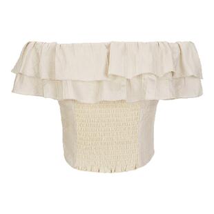 MOUSSY 夏季新品法式田园风一字领修身短袖衬衫028ISZ30-1281