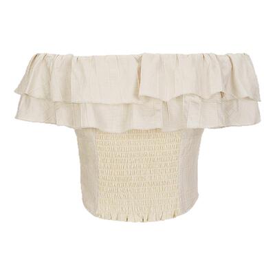 MOUSSY 夏季新品法式田园风一字领修身短袖衬衫028ISZ30-1281