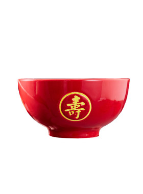 陶瓷福字生日红碗结婚碗筷套装