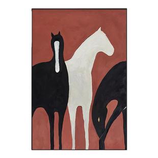 客厅大气抽象落地画沙发背景墙装饰画简约高级感现代玄关挂画白马