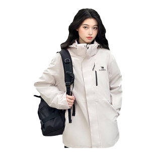 骆驼冲锋衣女装2025春秋外套户外防风防暴雨进藏登山服浅卡其