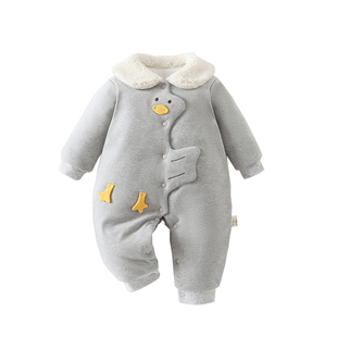 婴儿夹棉连体衣加厚保暖新生儿秋冬衣服初生儿冬爬服宝宝棉服连体