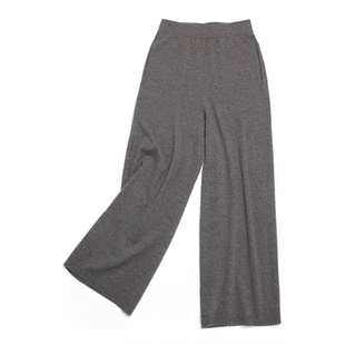 东雍 采菊东篱下 简约加密高腰休闲宽松带兜羊绒九分直筒裤阔腿裤