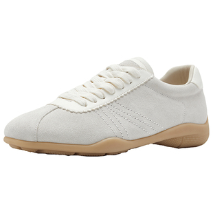 奥莱专供Nine West/玖熙2025平底休闲鞋反绒牛皮拼接秀气圆头女鞋