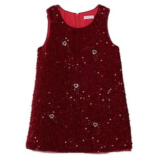 富罗迷周岁女宝礼服2025冬季新款好看洋气新年红色公主女童连衣裙