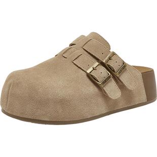 【开心果】百思图26夏新款真皮厚底勃肯鞋半拖休闲外穿女凉拖鞋