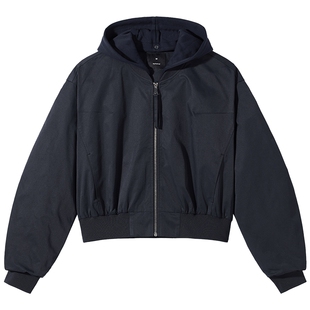 热风女士夹克外套上衣2026年春季新款时尚经典飞行员连帽宽松外套