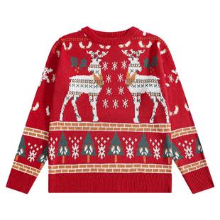 圣诞节亲子装红色毛衣2026马年新款一家三口母子母女装洋气针织衫