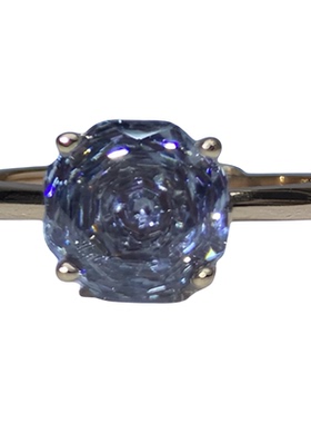 灰钻玫瑰切2克拉戒指高碳钻培育石活口18K真金厚镀实验室火山灰钻