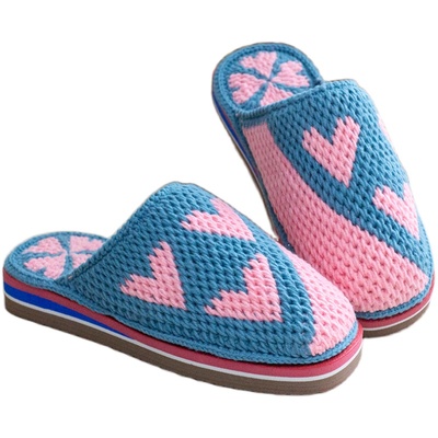 diy四股棉线钩织手工拖鞋居家